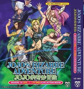 DVD JOJO'S BIZARRE ADVENTURE JOJO SEASON 1-6 (VOL.1-176 END) +LIVE ACTION Movie - Foto 1 di 12