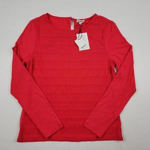 MARCS Shirt Womens Medium Crimson Red Zig Zag Lace Long Sleeve Tee T-Shirt NEW - Picture 1 of 10