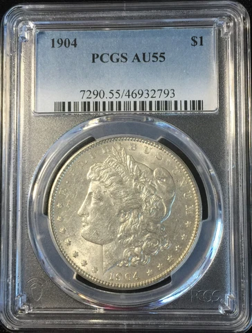 1904-P PCGS AU55 MORGAN Silver Dollar LITE GOLDEN TONING #793 Cover
