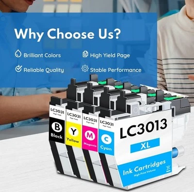 LC3013 3013 BK/C/M/Y Ink Cartridges Replacement for Brother LC-3013... - Image 1 of 4