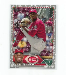 HUNTER GREENE (Reds) 2023 TOPPS HOLIDAY SILVER METALLIC PARALLEL CARD #H13 - Picture 1 of 1