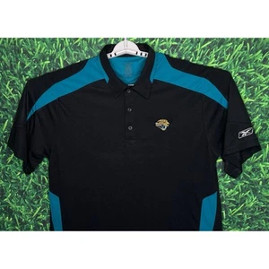 Jacksonville Jaguars NFL Reebok Men’s Large Black Short Sleeve Polo Shirt Duval - Picture 1 of 5