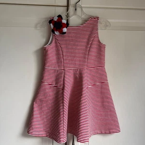 Janie and Jack Striped Dress Fit & Flare Patriotic Flower Red White Girls 3 - Picture 1 of 6