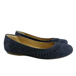 Earth Jett Leather Slip-On Ballet Flat Shoes Navy Women's Size 11M - Picture 1 of 17