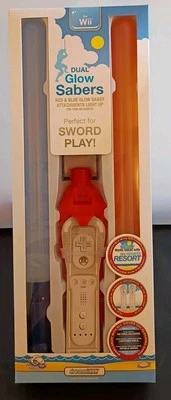 Nintendo Wii Dual Glow Light Sabers Red Blue Attachments Light Up DreamGear New - Image 1 of 4