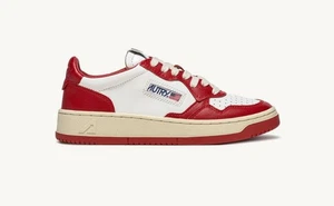 Autry Medalist Leather Low Red White Cream Sneaker Schuhe 42 43 US 10 AULM-WB02 - Picture 1 of 8