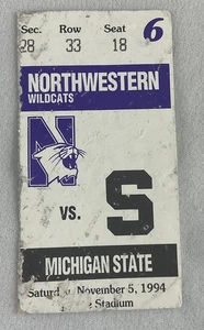 Boleto de fútbol americano CFB 1994 11/05 Michigan State at Northwestern-Muhsin Muhammad WR - Imagen 1 de 1