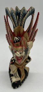 Indonesia-Bali GARUDA Hand Made Wood Carving Multicolor Statue Beige BB2 - Picture 1 of 7