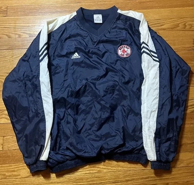 Винтажный Y2K Adidas Boston Red Sox MLB бейсбол пуловер ветровка куртка мужчин большой - Изображение 1 из 4