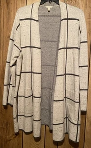 Cárdigan EILEEN FISHER 3X gris mezcla de lana ventana frente abierto - Imagen 1 de 6
