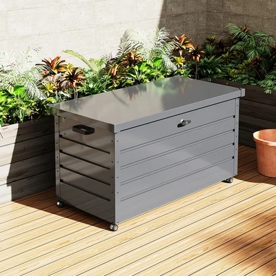 Large Storage Cabinet 600 L Garden Chest Box Tool Shed Patio Container W/ Wheels - Image 1 of 4