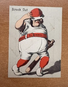 1880’s H801 STRUCK OUT! Merchant's Gargling Oil Baseball Sammelkarte Werbung Rückseite - Bild 1 von 4
