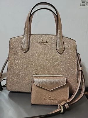 Сумочка через плечо Kate Spade розовая блестящая блестящая мерцающая. Подходящий бумажник - Изображение 1 из 4