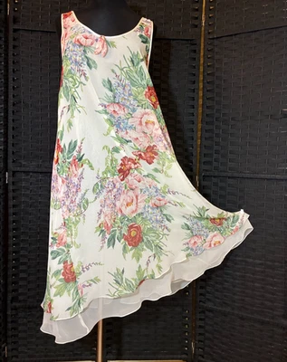 CAMISÓN LINDA BIS MONTREAL Capas de Gasa FLORAL ROSA Mediano CottageCore HADA Foto 1 de 4