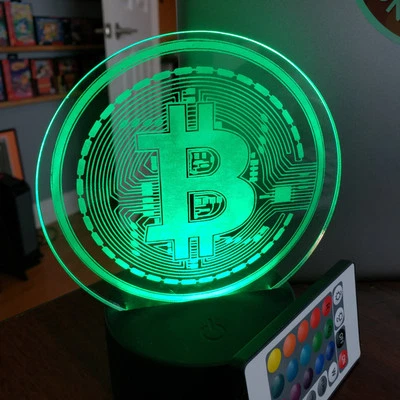 Bitcoin BTC LED Neon Light Sign 16 Color w/Remote Office Desktop Art - Image 1 of 4