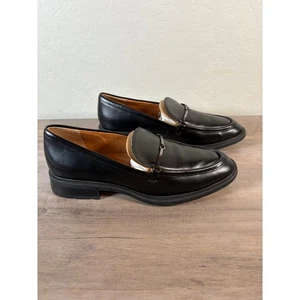 Franco Sarto Eda Black Leather 1” Herl Loafer Women’s Size 7 EU 37 NWOB - Picture 1 of 8