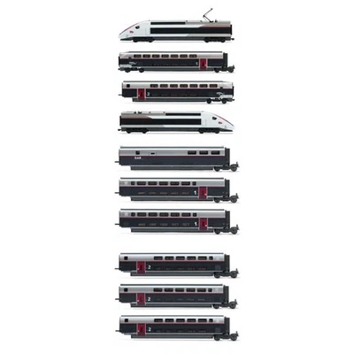 Jouef HO HJ2451S+HJ3016+HJ3017 TGV Duplex Carmillon, 10 Cars Set, SNCF Sound DCC - Image 1 of 4