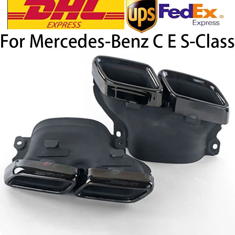 Par de silenciador de escape de carro tubo de escape ponta tubo de escape para Mercedes Benz W205 C63 2015-2018 - Imagem 1 de 4