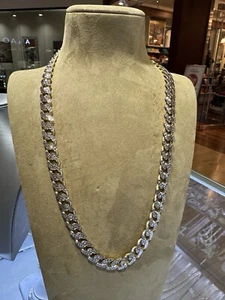 Designer Monaco 10K Yellow Gold Classic Diamond Cut Curb Link Chain 10mmx24” - Picture 1 of 12