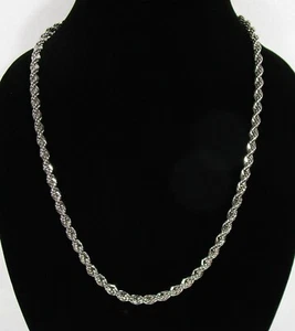 Vintage Avon French Rope Twist Necklace Shiny Silvertone 24" Long - Picture 1 of 4
