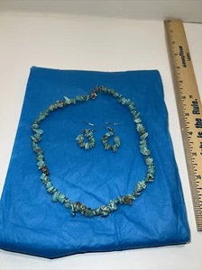 TÜRKIS Naturstein Halskette und Ohrringe Vintage Set roh aus Oklahoma - Bild 1 von 21