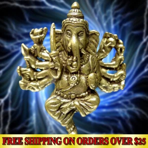 ✅Ottone LORD GANESHA THAI AMULETO INDÙ DIO DEL SUCCESSO Ricchezza Magic Talismano Santo - Foto 1 di 12