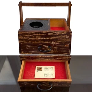 Vintage JAPANESE CHERRY BARK TOBACCO BOX Showa Retro KAKUNODATE Nanbu Tekki Gift - Foto 1 di 8
