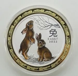 Australia 2023 Conejo Lunar Año Color Moneda Plata 2oz con Certificado de Autenticidad y CAJA - Imagen 1 de 5