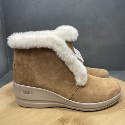 Bota de lujo Skechers Arch Fit Rise 144480-BBK gamuza piel sintética castaño talla 8,5 NUEVA Foto 1 de 4