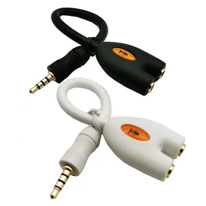 3.5mm Headphone Mic Splitter Adapter Cable 4 Pole TRRS Male to Dual TRRS Female - Picture 1 of 19