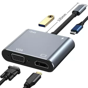 USB-C 3.1 To HDMI 2.0/VGA HD Hub PD Dock Adapter TV/Projector/MacBook/Cell Phone - Picture 1 of 11