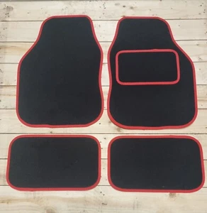 UNIVERSAL 4 PIECE FRONT AND REAR CAR VAN FLOOR MATS RUBBER BACKED CARPET RED - Picture 1 of 2