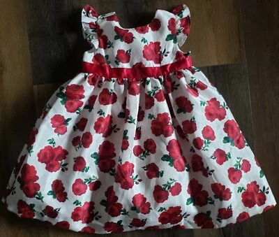Vestido floral rosa vermelha festa gymboree vestido feminino 18 a 24 meses - Imagem 1 de 4
