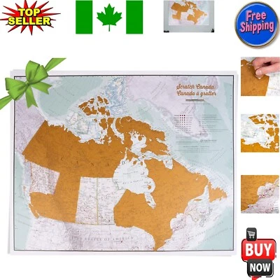 Detailed Scratch Off Canada Map - 22 x 17 Inches - Discover Your Travel Journeys - Image 1 of 4