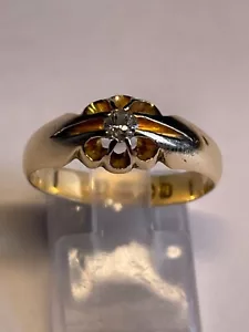 Magnífico anillo antiguo de oro amarillo de 18 quilates con diamantes gitanos para caballeros 0,15 quilates B 1915 - Imagen 1 de 6