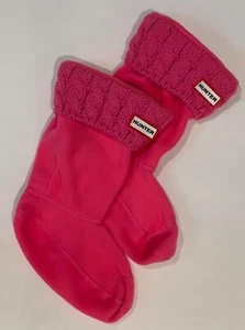 HUNTER ORIGINAL KIDS SZ L PINK TALL 6 STITCH CABLE BOOT SOCKS - Picture 1 of 3