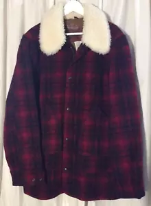 Giacca Rancher Woolrich Uomo Grande Miscela Lana Rossa/Nera Sottile Foderata Solita In perfette condizioni - Foto 1 di 9