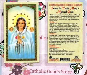 Prayer to Virgin Mary - Mystical Rose - Laminated Holy Card HC9-196E - Picture 1 of 3