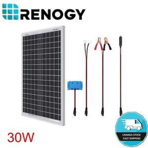 Renogy 30W Solar Panel Kit W/ 5A Controller For 12V Home RV Boat Battery Charge