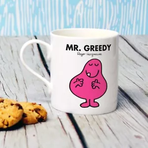 Mr Men Bone China Mug Mr Greedy 10oz Cup Kitchen Dining Drinkware Gift White - Picture 1 of 1