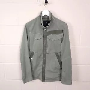 G STAR Jacket Mens S Small Deline Overshirt Cotton Canvas Full Zip Green Khaki - Picture 1 of 13