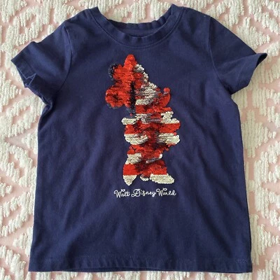 TODDLER GIRLS PATRIOTIC TOP RED WHITE BLUE STARS & STRIPES ~ SZ XS DISNEY WORLD - Image 1 of 4