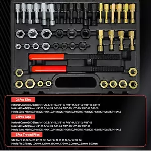 49PC Thread Repair Tool UNC UNF Metric Thread Restorer Chaser Kit - Picture 1 of 11