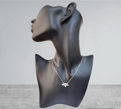 collana ciondolo argento 925 anallergico rodiato libellula farfalla zirconi - Immagine 1 di 4