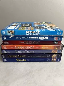 (7) Disney FAMILY MOVIE NIGHT DVD Blu Ray Lion King Beauty Nemo Pinocchio - Picture 1 of 13