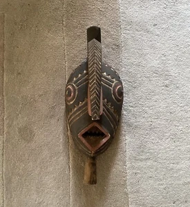 Vintage African Burkina Faso Bwa Style Carved Wooden Mask, 18 1/2" T - Picture 1 of 13