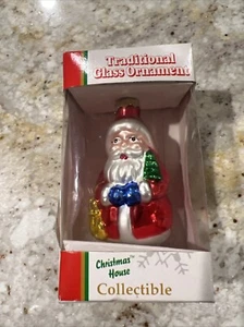 Glass Ornament - "SANTA" - by Christmas House - Collectible New in Box - Picture 1 of 11