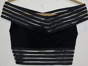 Top Windsor Crop Donna Taglia Med Maglia Traspareta Righe - Foto 1 di 8