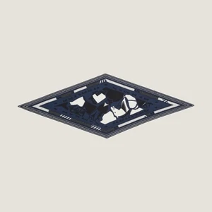 HERMES Kaschmir/Seide Puzzle II Bandana Mini Losange, blau, schwarz, weiß, Pferd - Bild 1 von 11