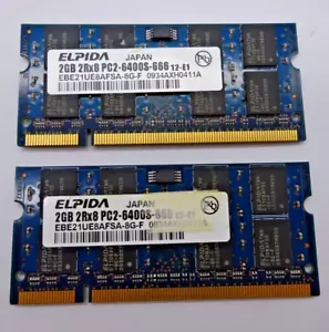 Elpida 4GB (2x2GB) DDR2 SODIMM EBE21UE8AFSA-8G-F PC2-6400S-666 12-E1 #R1799 - Bild 1 von 2